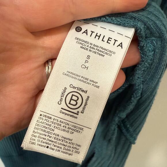 Athleta Women's Harmony Pose Cardigan Sweater Hooded Duster Wrap Blue Small - Picture 5 of 8